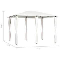 vidaXL dārza nojume ar stabu pārsegiem, 3x4x2,6 m, krēmkrāsas, 160g/m² цена и информация | Беседки, навесы, тенты | 220.lv