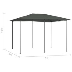 vidaXL dārza nojume, 3x4x2,6 m, antracītpelēka, 160 g/m² цена и информация | Беседки | 220.lv