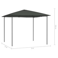 vidaXL dārza nojume, 3x3x2,6 m, antracītpelēka, 160 g/m² цена и информация | Беседки, навесы, тенты | 220.lv