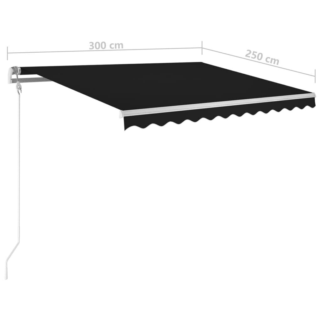 vidaXL izvelkama markīze, antracītpelēka, 300x250 cm, automātiska cena un informācija | Saulessargi, markīzes un statīvi | 220.lv