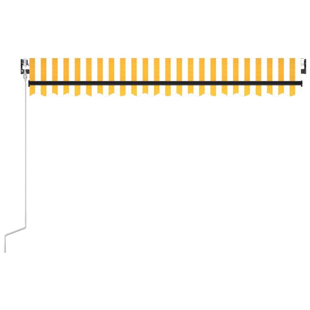 vidaXL izvelkama markīze, 450x350 cm, automātiska, dzeltena un balta cena un informācija | Saulessargi, markīzes un statīvi | 220.lv