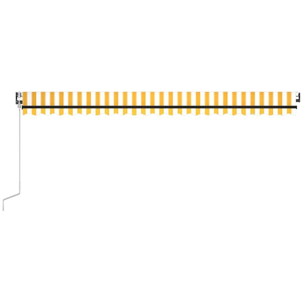 vidaXL izvelkama markīze, 500x350 cm, automātiska, dzeltena un balta cena un informācija | Saulessargi, markīzes un statīvi | 220.lv