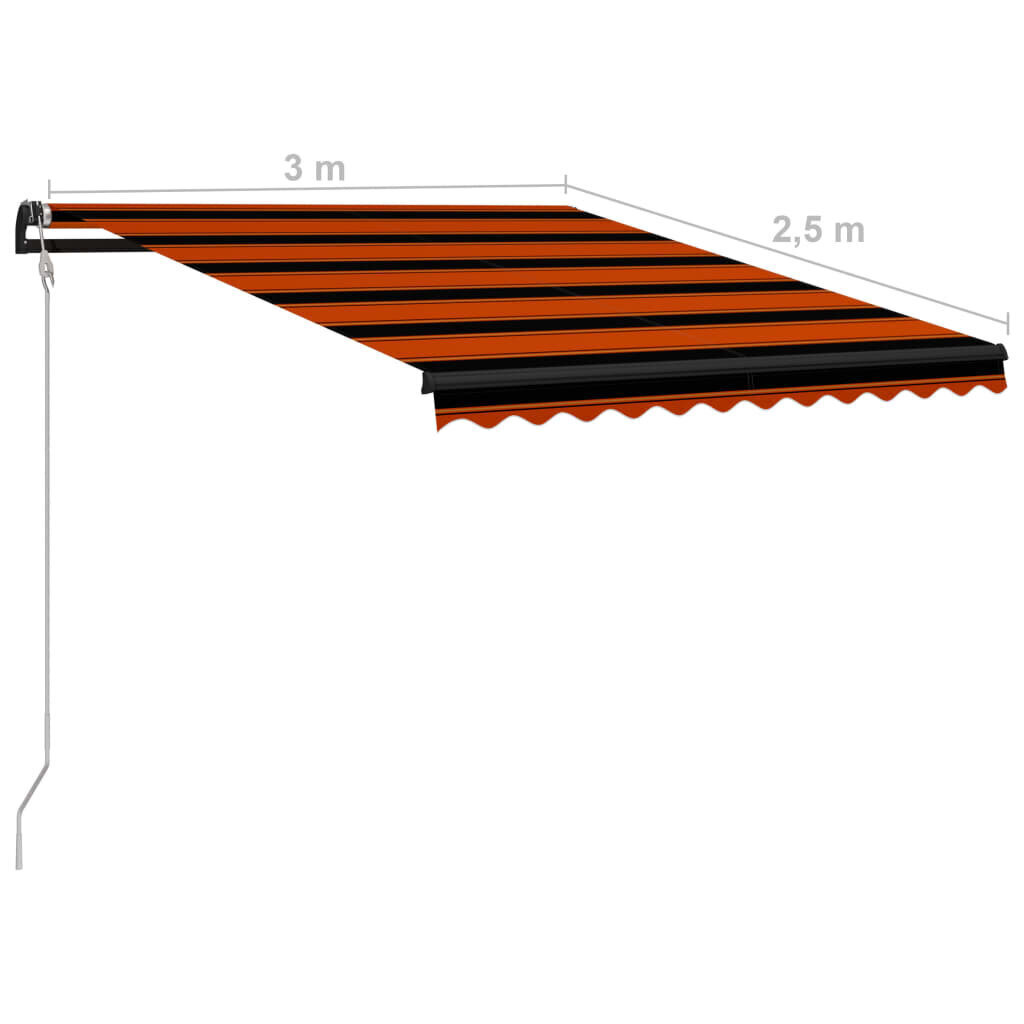 vidaXL izvelkama markīze, 300x250 cm, automātiska, oranža ar brūnu цена и информация | Saulessargi, markīzes un statīvi | 220.lv