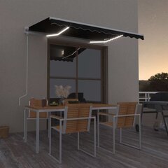 vidaXL izvelkama markīze ar LED un vēja sensoru, pelēka, 300x250 cm цена и информация | Зонты, маркизы, стойки | 220.lv