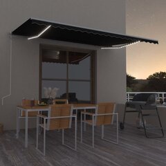 vidaXL izvelkama markīze ar LED un vēja sensoru, pelēka, 500x350 cm цена и информация | Зонты, маркизы, стойки | 220.lv