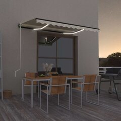 vidaXL markīze ar LED un vēja sensoru, 350x250 cm, krēmkrāsas цена и информация | Зонты, маркизы, стойки | 220.lv