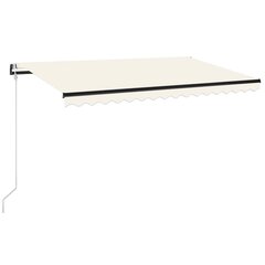 vidaXL izvelkama markīze ar LED un vēja sensoru, 450x350cm, krēmkrāsas цена и информация | Зонты, маркизы, стойки | 220.lv