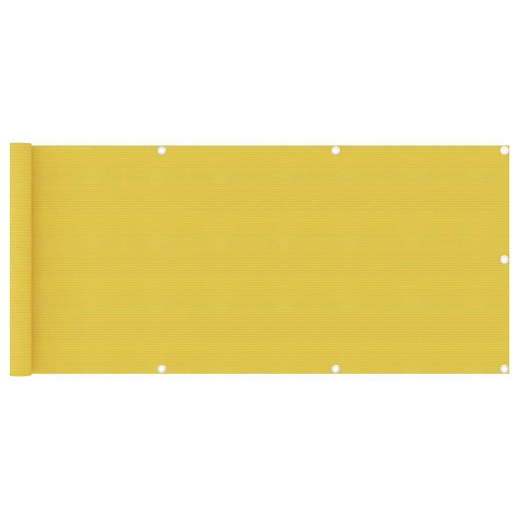 vidaXL balkona aizslietnis, 75x500 cm, dzeltens HDPE cena un informācija | Saulessargi, markīzes un statīvi | 220.lv