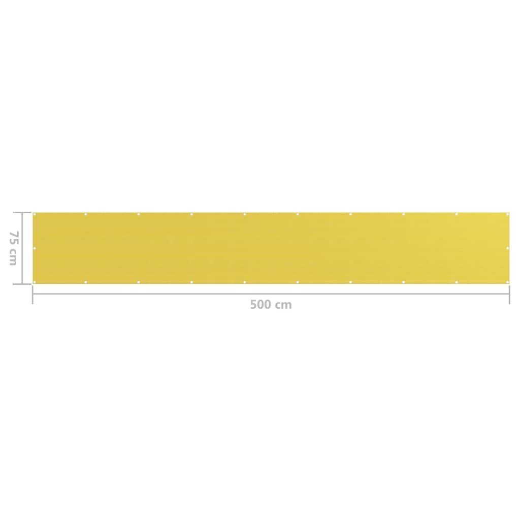 vidaXL balkona aizslietnis, 75x500 cm, dzeltens HDPE cena un informācija | Saulessargi, markīzes un statīvi | 220.lv