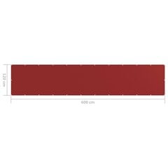 vidaXL balkona aizslietnis, 120x600 cm, sarkans HDPE цена и информация | Зонты, маркизы, стойки | 220.lv