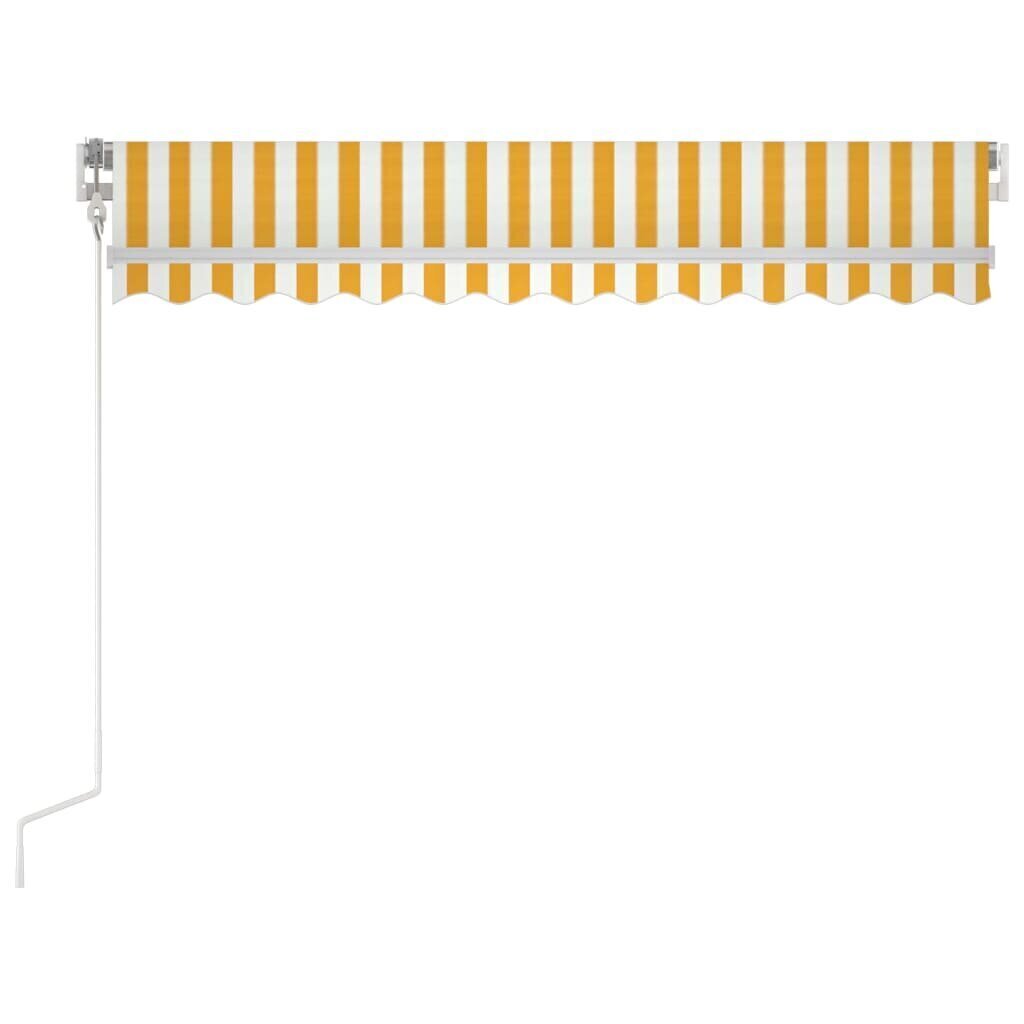 vidaXLmarkīze ar LED un vēja sensoru, 350x250 cm, dzeltenbalta cena un informācija | Saulessargi, markīzes un statīvi | 220.lv