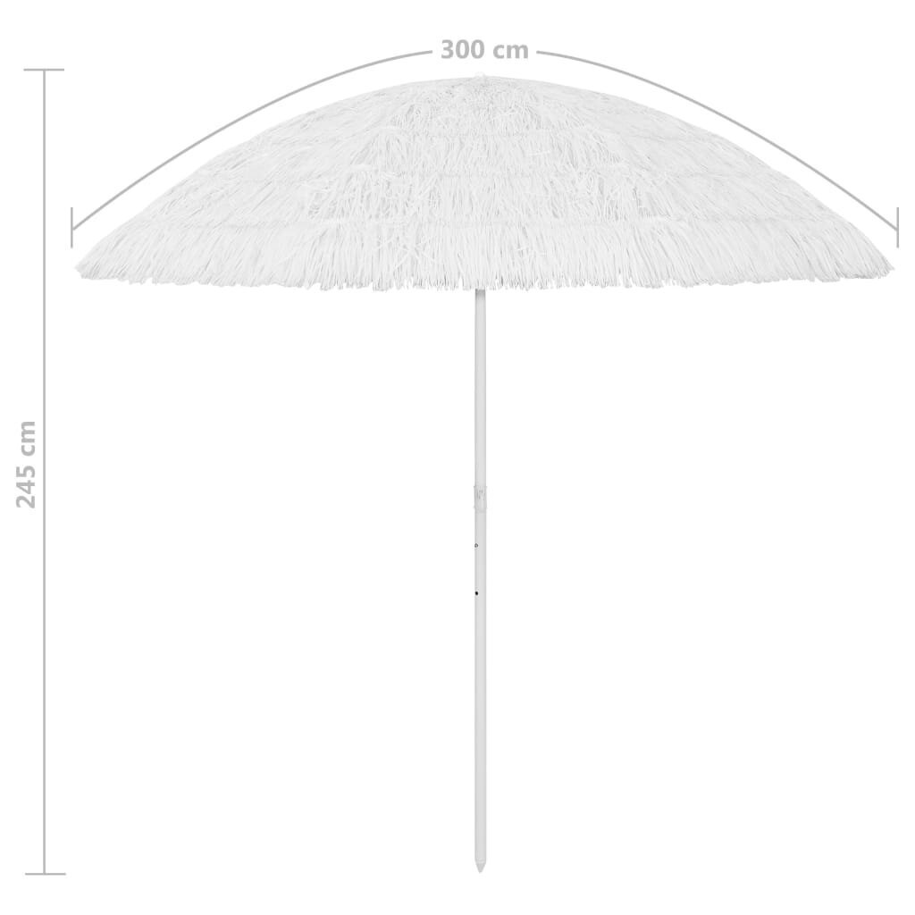 vidaXL pludmales saulessargs, 300 cm, balts cena un informācija | Saulessargi, markīzes un statīvi | 220.lv
