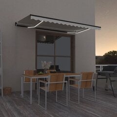 vidaXL izvelkama markīze ar LED, 400x350 cm, manuāla, krēmkrāsas цена и информация | Зонты, маркизы, стойки | 220.lv