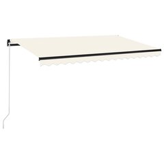 vidaXL izvelkama markīze ar LED, 450x300 cm, manuāla, krēmkrāsas цена и информация | Зонты, маркизы, стойки | 220.lv