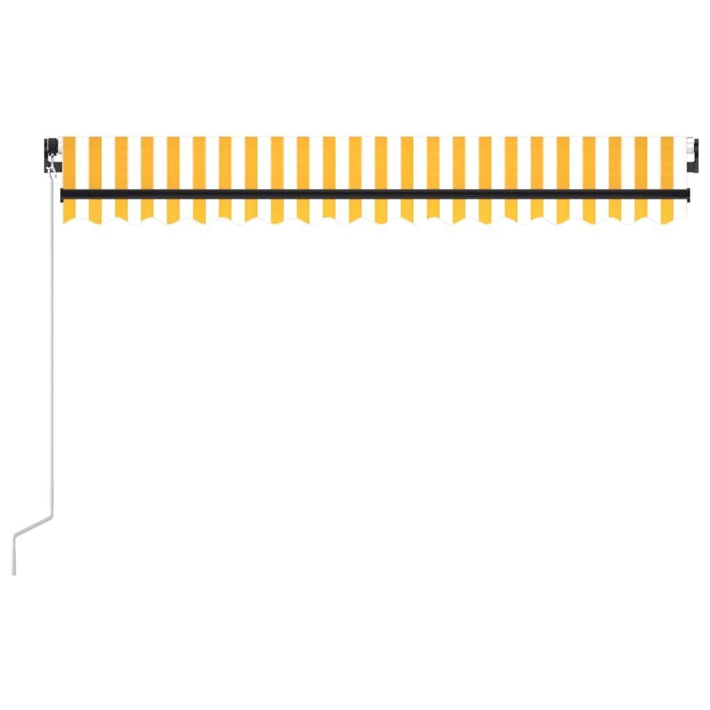 vidaXL izvelkama markīze ar LED, 400x350 cm, manuāla, dzeltenbalta цена и информация | Saulessargi, markīzes un statīvi | 220.lv