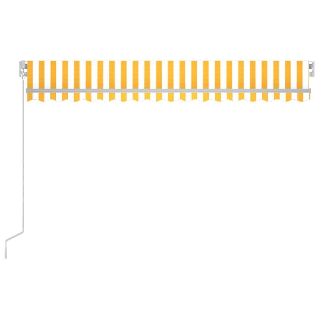 vidaXL izvelkama markīze, 450x300 cm, manuāla, dzeltena un balta цена и информация | Saulessargi, markīzes un statīvi | 220.lv