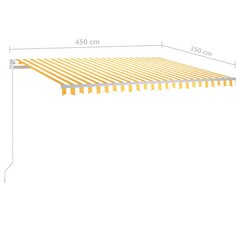 vidaXL izvelkama markīze ar LED, 450x350cm, manuāla, dzeltena un balta цена и информация | Зонты, маркизы, стойки | 220.lv