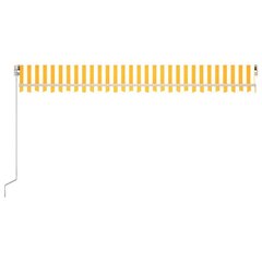 vidaXL izvelkama markīze ar LED, 500x300 cm, manuāla, dzeltenbalta cena un informācija | Saulessargi, markīzes un statīvi | 220.lv