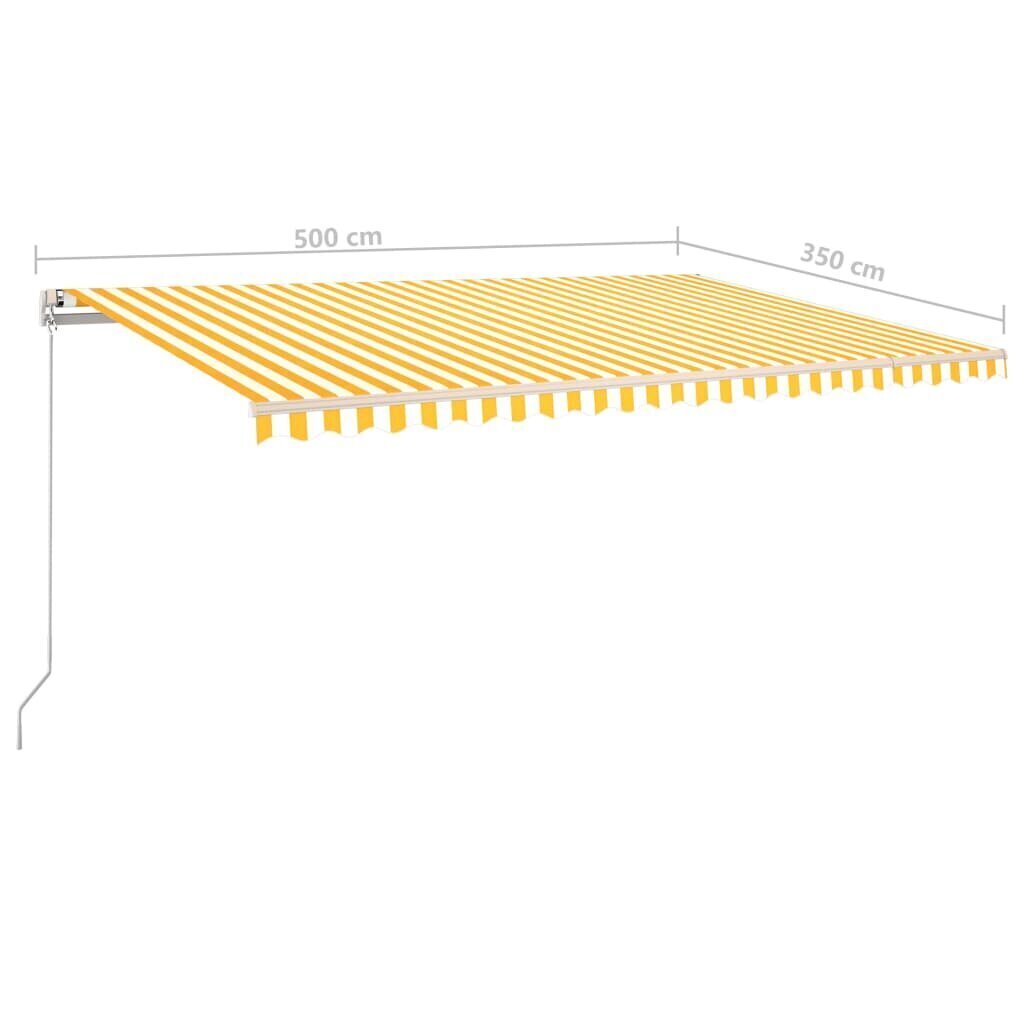 vidaXL izvelkama markīze ar LED, 500x350 cm, dzeltena un balta cena un informācija | Saulessargi, markīzes un statīvi | 220.lv