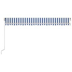vidaXL izvelkama markīze, 500x350 cm, manuāla, zila un balta cena un informācija | Saulessargi, markīzes un statīvi | 220.lv