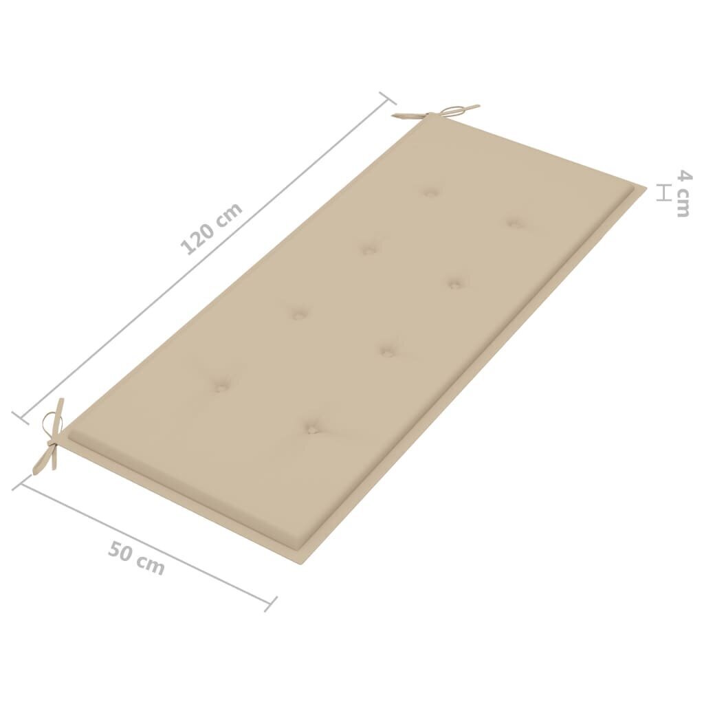 vidaXL dārza sols ar matraci, 120 cm, akācijas masīvkoks cena un informācija | Dārza soli | 220.lv