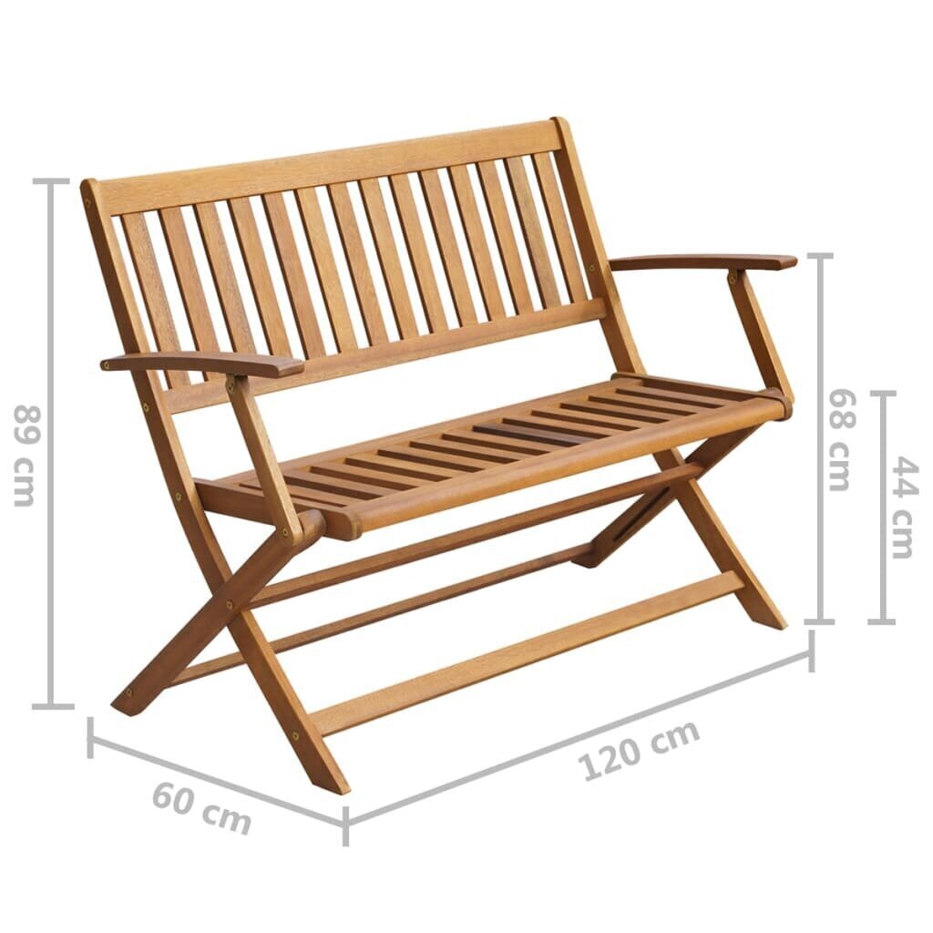 vidaXL dārza sols ar matraci, 120 cm, akācijas masīvkoks цена и информация | Dārza soli | 220.lv