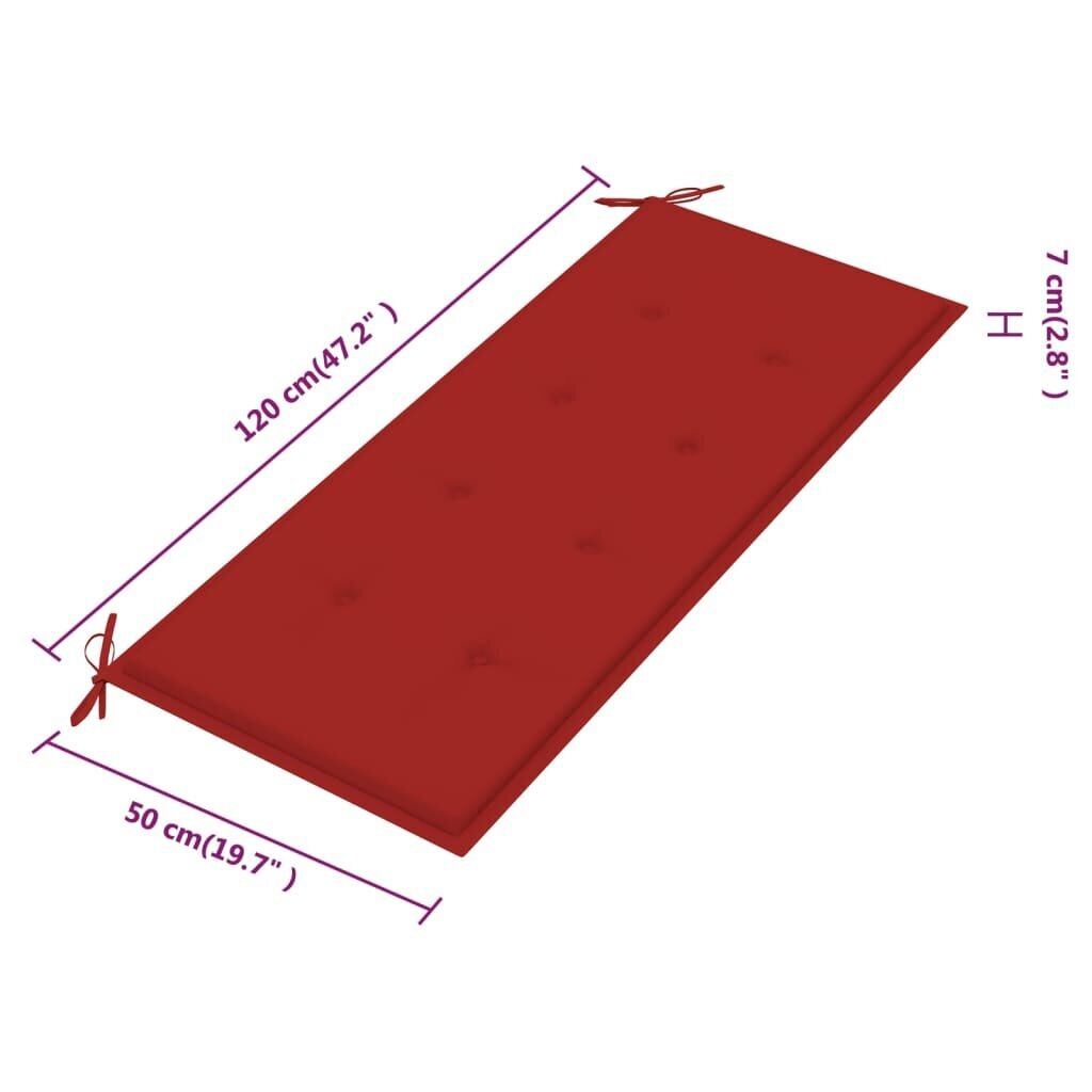 vidaXL dārza sols ar matraci, 120 cm, akācijas masīvkoks cena un informācija | Dārza soli | 220.lv