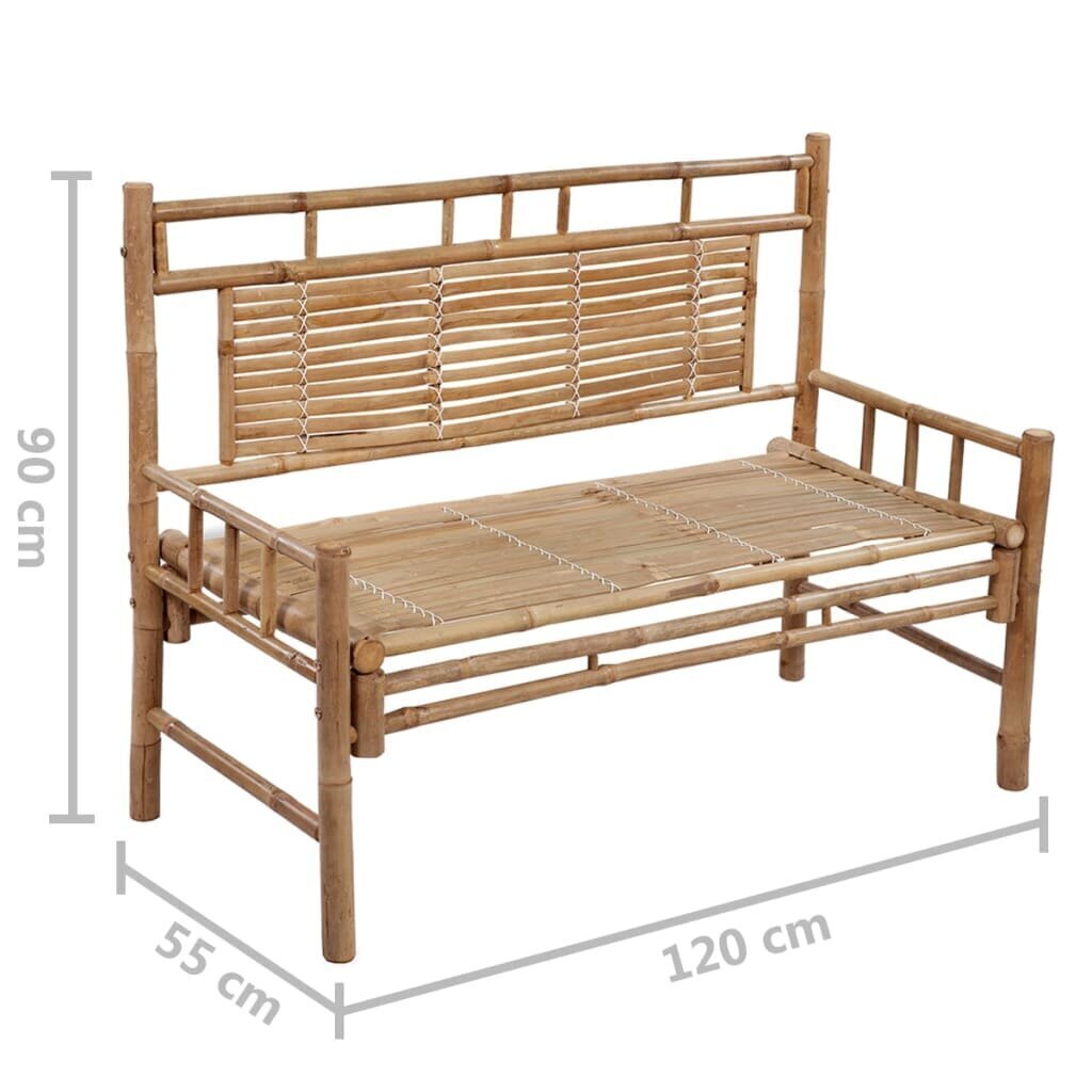 vidaXL dārza sols ar matraci, 120 cm, bambuss cena un informācija | Dārza soli | 220.lv