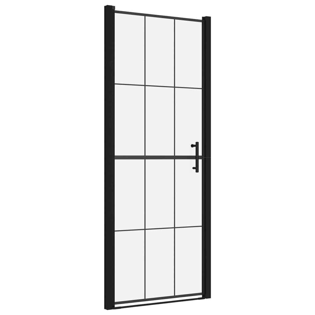 vidaXL dušas durvis, rūdīts stikls, 81x195 cm, melnas цена и информация | Dušas durvis, dušas sienas | 220.lv
