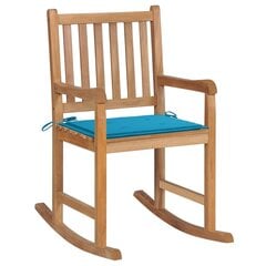 vidaXL šūpuļkrēsls ar zilu matraci, masīvs tīkkoks cena un informācija | Atpūtas krēsli | 220.lv