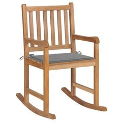 vidaXL šūpuļkrēsls ar pelēku matraci, masīvs tīkkoks цена и информация | Кресла для отдыха | 220.lv