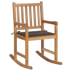 vidaXL šūpuļkrēsls ar pelēkbrūnu matraci, masīvs tīkkoks cena un informācija | Atpūtas krēsli | 220.lv