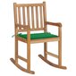 vidaXL šūpuļkrēsls ar zaļu matraci, masīvs tīkkoks cena un informācija | Atpūtas krēsli | 220.lv