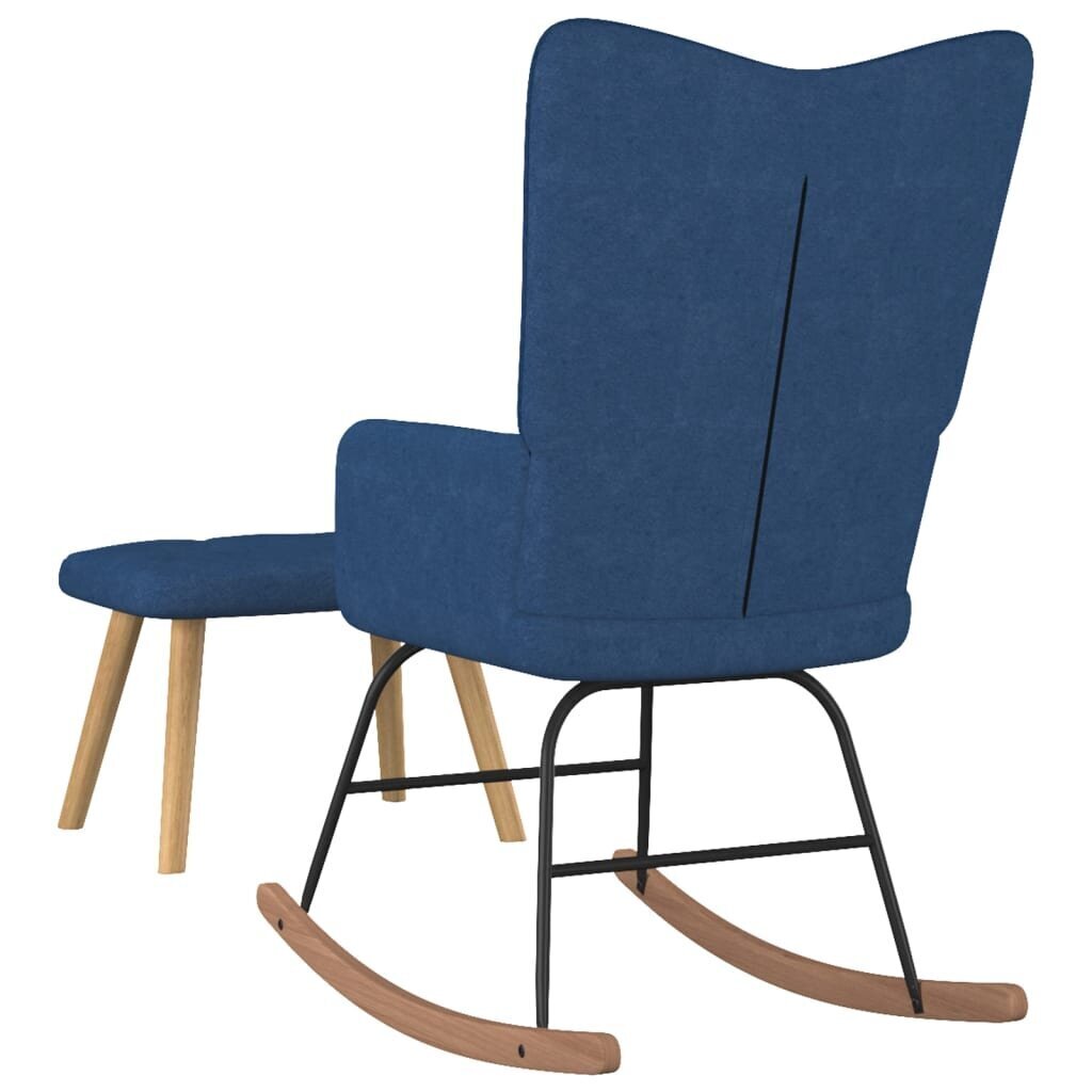 vidaXL Šūpuļkrēsls ar kāju balstu, zilas krāsas, audums cena un informācija | Atpūtas krēsli | 220.lv