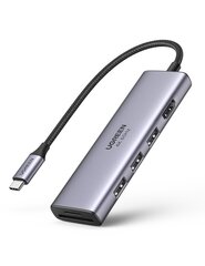 UGREEN CM511 5-in-1 Adapter USB-C Hub to 3x USB3.0 + HDMI + TF / SD (Gray) cena un informācija | Adapteri un USB centrmezgli | 220.lv