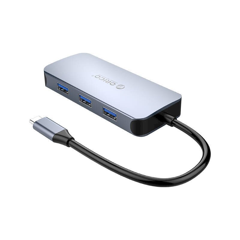 Orico 6-in-1 Adapter Hub, HDMI 4K + 3x USB 3.0 + RJ45+ USB-C PD 100W cena un informācija | Adapteri un USB centrmezgli | 220.lv