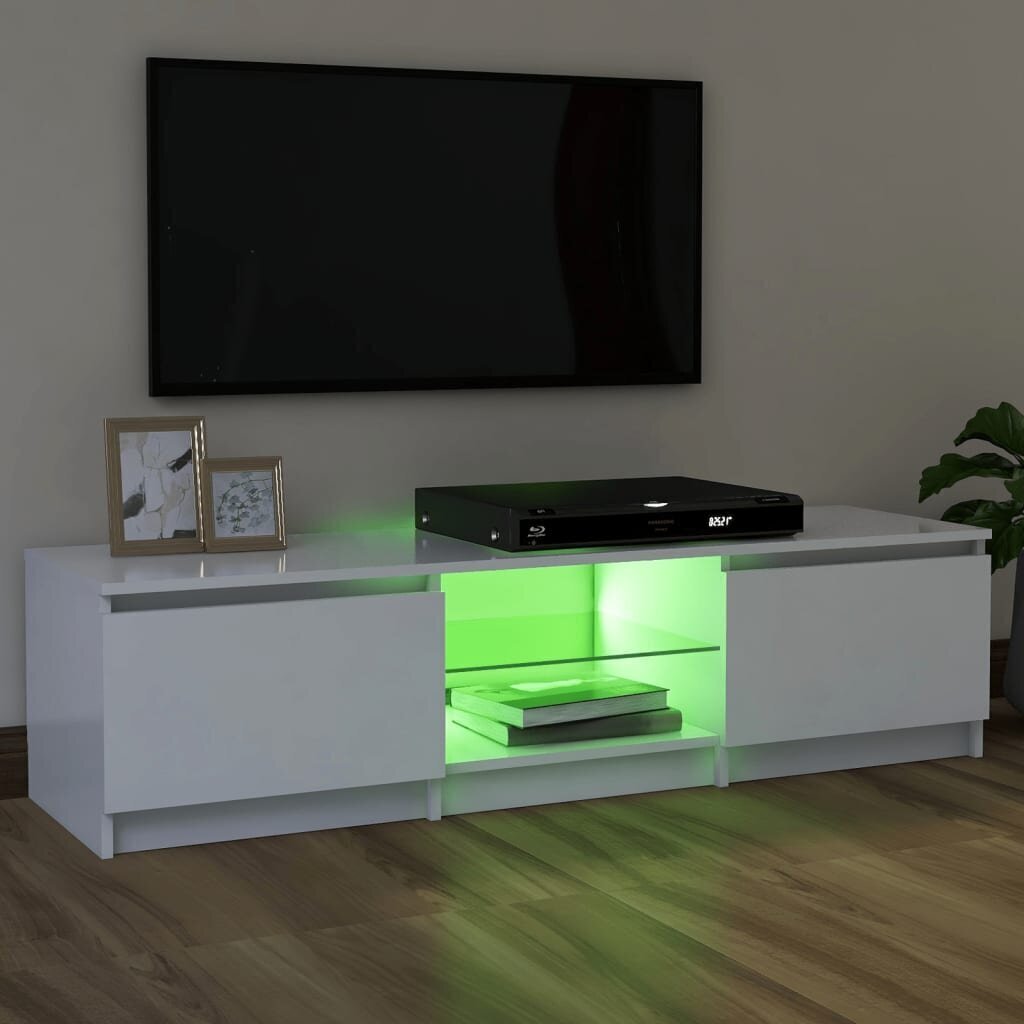 TV skapis ar LED apgaismojumu, 120x30x35,5 cm, balts cena un informācija | TV galdiņi | 220.lv