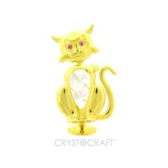 Кот на подставке с кристаллами SWAROVSKI, золотое покрытие цена и информация | Праздничные декорации | 220.lv