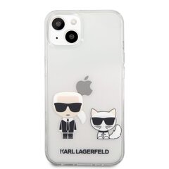 KLHCP13SCKTR Karl Lagerfeld PC/TPU Ikonik Karl and Choupette Case for iPhone 13 mini Transparent cena un informācija | Telefonu vāciņi, maciņi | 220.lv