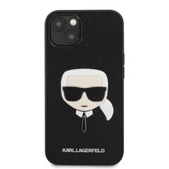 KLHCP13SSAKHBK Karl Lagerfeld PU Saffiano Karl Head Case for iPhone 13 mini Black cena un informācija | Telefonu vāciņi, maciņi | 220.lv