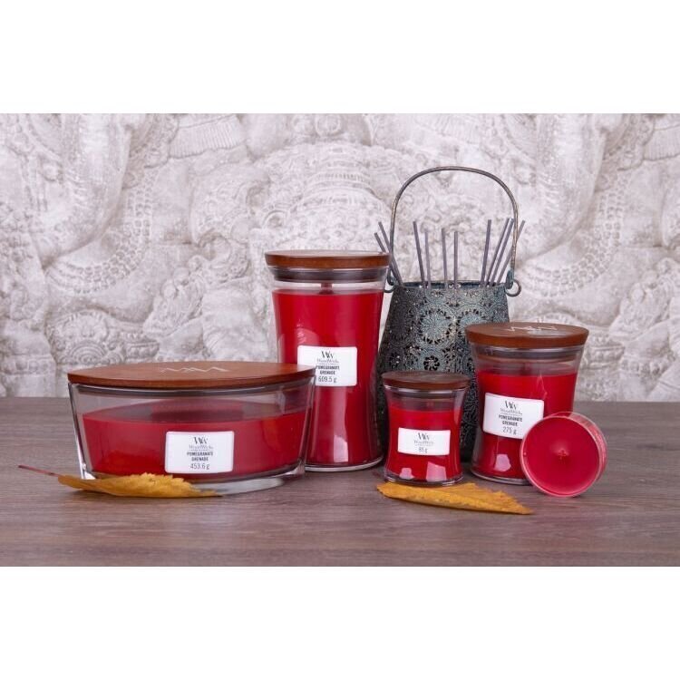 WoodWick aromātiska svece Pomegranate, 85 g cena un informācija | Sveces un svečturi | 220.lv