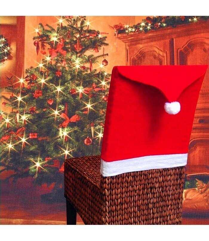 Dekorācija krēsliem - Ziemassvētku cepure, 6gab cena un informācija | Ziemassvētku dekorācijas | 220.lv