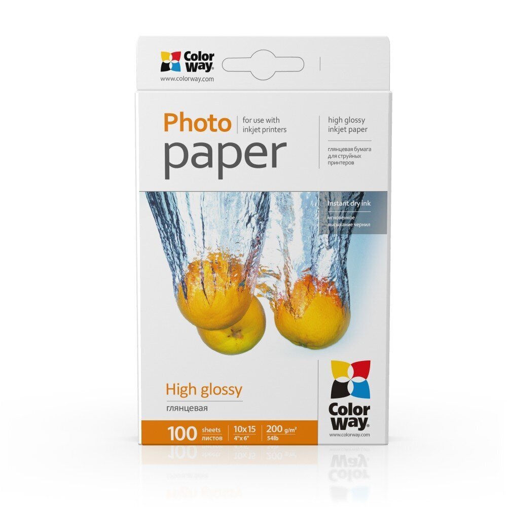 ColorWay High Glossy Photo Paper, 100 sheets, 10x15, 200 g цена и информация | Burtnīcas un papīra preces | 220.lv