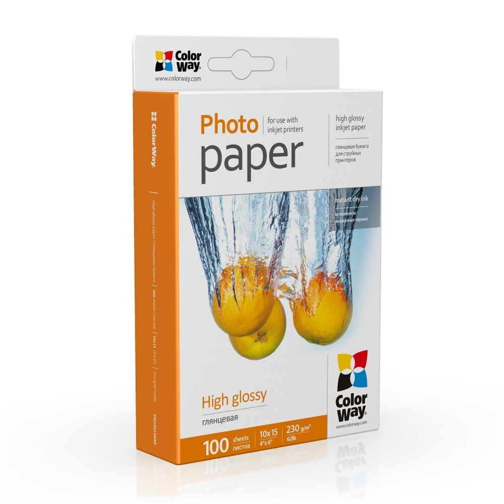 ColorWay High Glossy Photo Paper, 100 sheets, 10x15, 230 g цена и информация | Burtnīcas un papīra preces | 220.lv