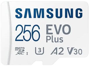 MEMORY MICRO SDXC EVO+ 256GB/V30 W/A MB-MC256KA/EU SAMSUNG цена и информация | Карты памяти для мобильных телефонов | 220.lv