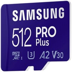 MEMORY MICRO SDXC PRO+ 512GB/W/ADAPT. MB-MD512KA/EU SAMSUNG цена и информация | Карты памяти для мобильных телефонов | 220.lv