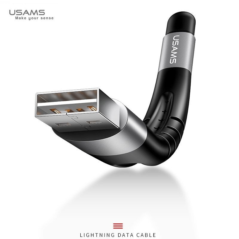 Usams SJ198 3in1 Transformējams USB uz Lightning 12cm Kabelis + Stylus + Fleksibls Statīvs Melns - Sudaraba cena un informācija | Kabeļi un vadi | 220.lv