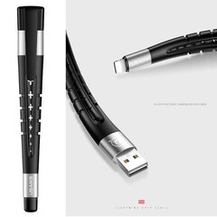 Usams SJ198 3in1 Transformējams USB uz Lightning 12cm Kabelis + Stylus + Fleksibls Statīvs Melns - Sudaraba cena un informācija | Kabeļi un vadi | 220.lv