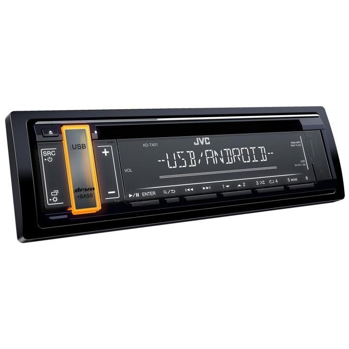 JVC KD-T401 Automagnetola CD / USB / SD / MMC / RCU / AUX / RADIO / 4 X 50W Black cena un informācija | Auto magnetolas, multimedija | 220.lv