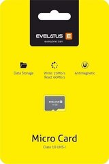 Atmiņas kartes Evelatus    Universal    Micro Card SD 16GB 3.0 EMC01 W:20mb/s; R:60mb/s cena un informācija | Atmiņas kartes mobilajiem telefoniem | 220.lv